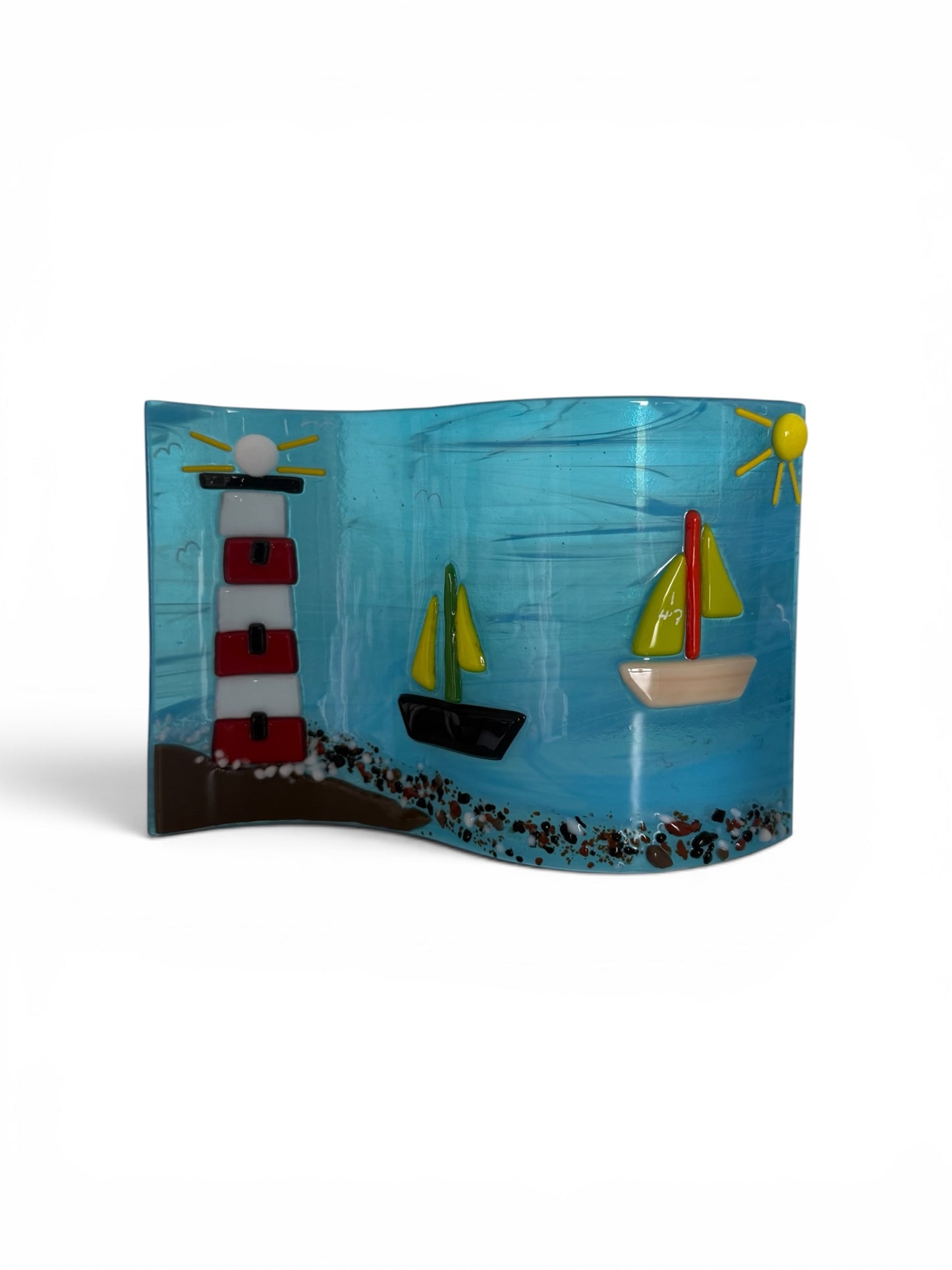 Coastal Scene — Fused Glass Art Panel